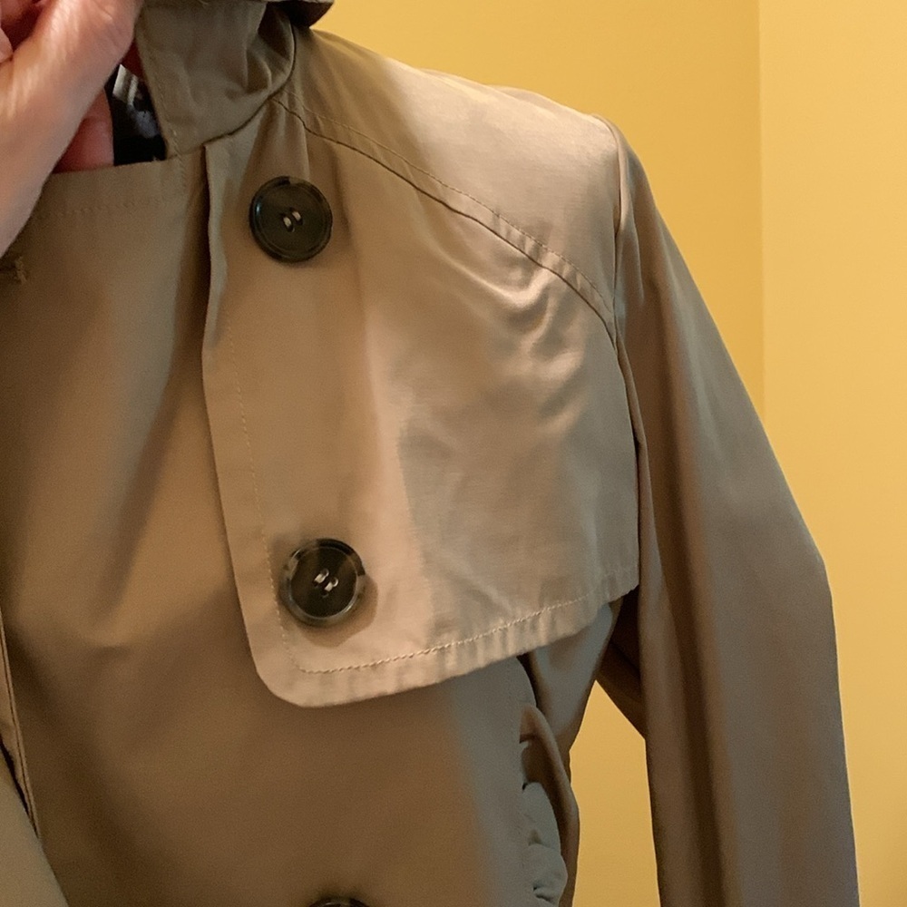 Black Rivet Lightweight Belted Short Trench Coat feminine classic - Picture 12 of 15